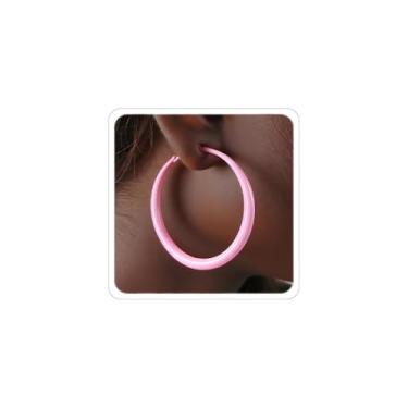 Imagem de Brincos de argola femininos modernos dos anos 80 e 90 brincos de neon brilhantes de Natal para filha mãe acessórios bijuterias de fantasia, 1.57, Metal, Sem pedra preciosa