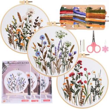 Imagem de Kit de prática de bordado COCOMOX Flower Pattern, 3 conjuntos