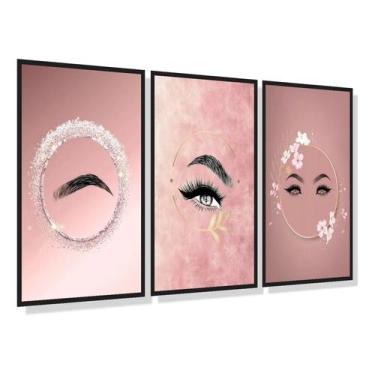 Imagem de Quadro Decorativo Designer De Sobrancelha Brilhos Rosa Preto - MR DECO