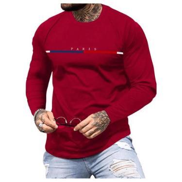 Imagem de Camiseta masculina SOLY HUX com estampa de letras, manga comprida, bor