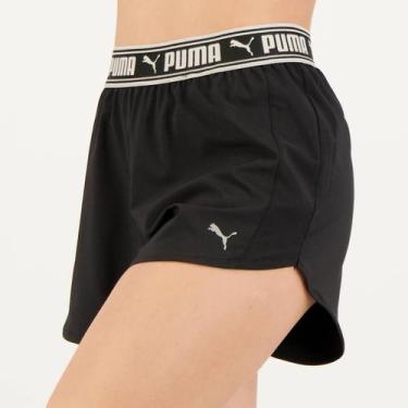 Imagem de Shorts Puma Train Strong Woven 3 Feminino Preto e Branco, GG