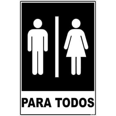 Imagem de Placa Banheiro Para Todos Sanitário Sinalização Ps 20X15Cm