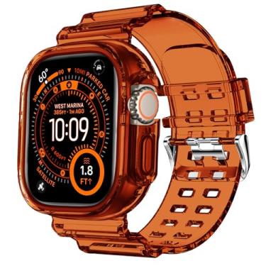 Imagem de DABAOZA Pulseira esportiva de TPU transparente compatível com Apple Watch Ultra 3 2 de 49 mm, feminino e masculino com glitter para iWatch SE Ultra 3 2 séries 11 10 9 8 7 6 5 4 3 2 1 (marrom claro, 49