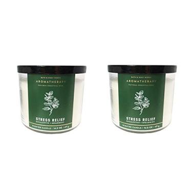 Imagem de Bath and Body Works Vela de aromaterapia com 3 pavios, 411 g, eucalipto hortelã (pacote com 2)