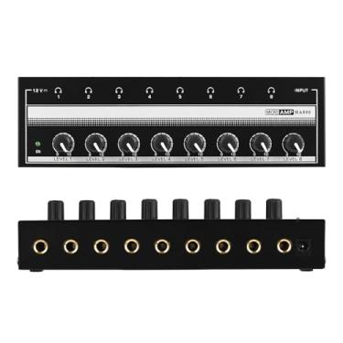 Imagem de HA800 Amplificador de fone de ouvido Amplificador de áudio. Ultracompacto 8 Canais Mini Áudio Microfone Estéreo AMP. com adaptador de energia