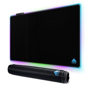 Imagem de Cacoy Mouse pad para jogos RGB, 800 x 500 mm grande mouse pad para computador estendido com 9 modos de iluminação LED, superfície de tecido impermeável, base de borracha antiderrapante mousepad para