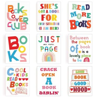 Imagem de INFUNLY 9 conjuntos de citações de leitura impressão de arte de parede 20 x 25 cm palavras motivacionais imagens artísticas alfabeto arte de parede sem moldura citações de livro impresso adesivo para