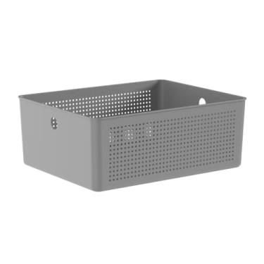 Imagem de Cesto Organizador OU Flow - Multiuso para Cozinha, Banheiro e Lavanderia - Praticidade, Organização Inteligente e Design Moderno (Cinza, Cesto 34 x 27 x 13cm)