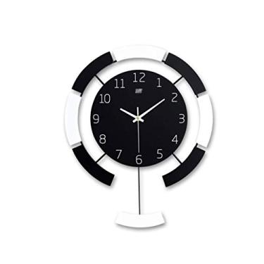 Imagem de TLTDSMY Relógio de parede de madeira com pêndulo, relógio giratório de quartzo, silencioso, sem tique-taque para decoração de casa