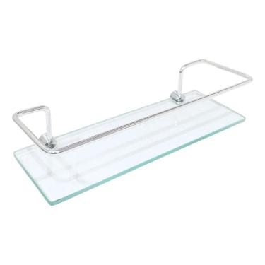 Imagem de 2X Porta Shampoo Reto Alumínio Com Vidro Incolor