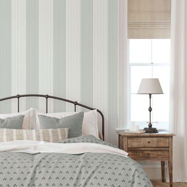 Imagem de Papel De Parede Essential Listras Fina Verde Com Clean Es98114