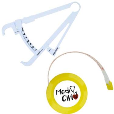 Imagem de Kit Avaliacao Fisica Medir Gordura Corporal Fita Metrica Imc Adipometr