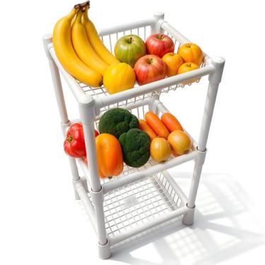 Imagem de Fruteira De Chão Desmontável 3 Cestos Organizadora Multiuso Cozinha Fr