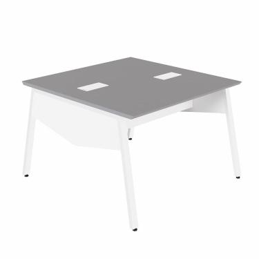 Imagem de Plataforma de Trabalho para 2 Pessoas 120cm com Caixa de Tomadas Industrial Executive Cinza Sagrado / Branco