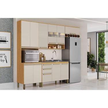 Imagem de Cozinha Completa Nápoli Prime 4 Peças (2aéreos+1balcão+1paneleiro) C4p238 Amendoa-off White - Ronipa