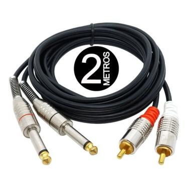 Imagem de Cabo 2 P10 Mono Para 2 Plug Rca Profissional 2 Mt Som Studio