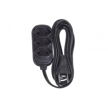 Imagem de Extensao Fiolux Bipolar 05m 2x0,75mm Preta 3 Tomadas
