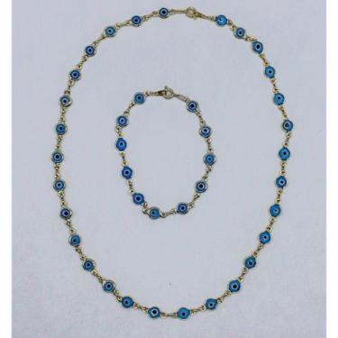 Imagem de Kit colar e pulseira olho grego - Pistris Imports