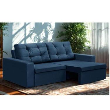 Imagem de Sofá Retrátil 2 Lugares 1,80m Lisboa Suede Azul Mirra Decor