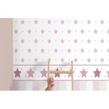 Imagem de Papel de Parede Treboli Estrelas Rosas 5842 - Rolo: 10m x 0,53m