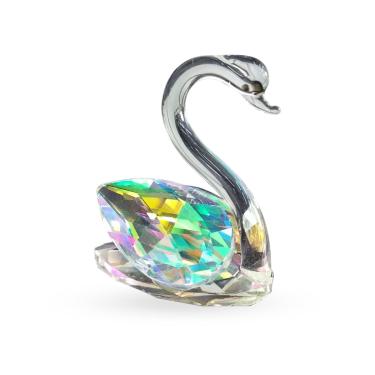 Imagem de Enfeite Decorativo Ornamento Estatueta Cisne de Vidro Cristal Efeito Prisma Pequeno Decoração