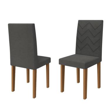 Imagem de Conjunto 2 Cadeiras de Jantar Estofada Indekes Maia, Freijó e Grafite