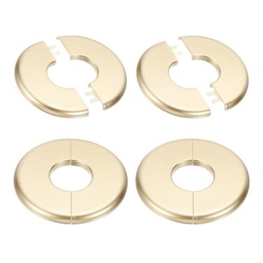 Imagem de PATIKIL Flange de parede 95 mm / 3,7" OD, 4 peças de cobertura de placa de escudo redondo PPR placas de cobertura de encanamento com fita autoadesiva para torneira de tubo de água de 33,5 mm / 1,3" de