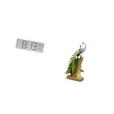 Imagem de Fenteer Relógio de Parede Digital de Pavão, Escultura de Mesa, Multiuso, Grande Display, Temperatura, Umidade, Ornamento para Escritório, Quarto, Sala de Aula