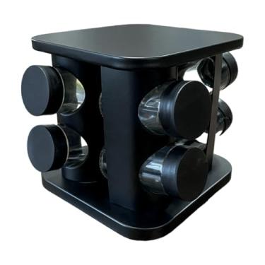 Imagem de Porta Tempero Condimentos Giratório Inox 6 e 8 potes Organizador Moderno(8 POTES PRETO)