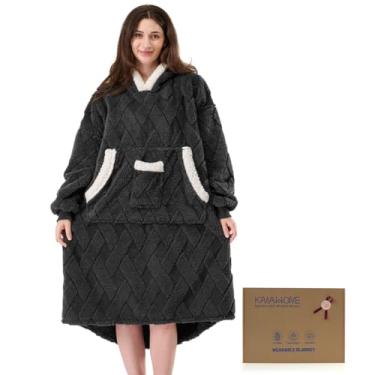 Imagem de KAWAHOME Cobertor com capuz com estampa 3D para mulheres e homens, moletom quente e fofo, presentes de aniversário para mãe, namorada, Wellington - cinza escuro