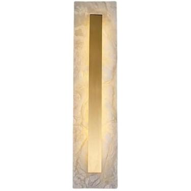 Imagem de Arandela De Parede De Pedra Natural De Latão Barra De Luz De Parede Linear De Mármore Moderno 6w Regulável Led Lâmpada De Parede De Vidro De Alabastro Branco Luz De Vaidade, Rectangle
