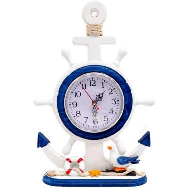 Imagem de Relógio Decorativo Mesa Ancora Timão Náutico Marítimo 34cm - Gici Deco