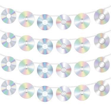 Imagem de Pajean 24 peças CD Banner Decorações de festa dos anos 90 DIY Retro CD Disco Recorte Banners Y2k Throwback Tema de música guirlandas de papel decoração para pendurar para 1990 2000 lembrancinhas de