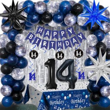 Imagem de Decorações de festa HULASO 14º aniversário, azul escuro, meninos e men