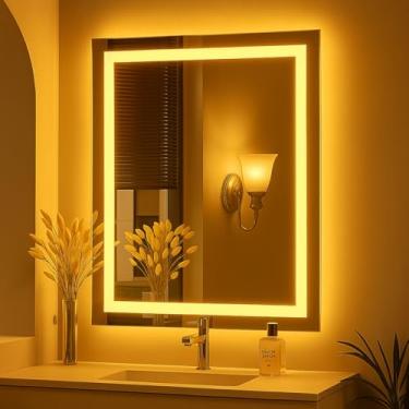 Imagem de Espelho Retangular Jateado Vertical, 50x90 cm Lapidado Led Touch (Quente)