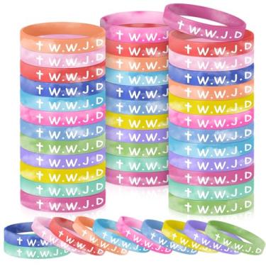 Imagem de MATEPLUS What Would Jesus Do Pulseiras de Silicone, Pulseiras de Borracha Coloridas, Pulseiras Inspiradoras de Natal WWJD, Small, Borracha, Sem Pedra Preciosa