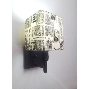 Imagem de Arandela Quadrada Md-2019 Preto C- Inter Liga E Desl Cúpula Em Tecido Ny-jornal - Bivolt