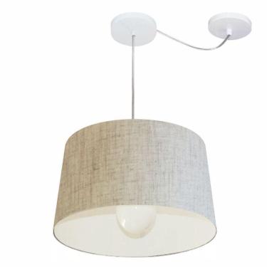 Imagem de Lustre Pendente Cone Com Desvio De Centro Vivare Md-4275 Cúpula Em Tecido 40x45cm - Bivolt Rustico-bege 127/220v