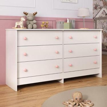Imagem de Cômoda Infantil 136cm Com 6 Gavetas Multimóveis Mp4335 Branco Branco -