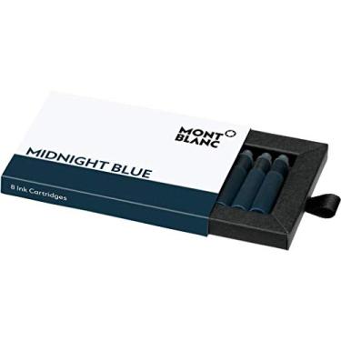 Imagem de Montblanc Cartuchos de tinta Midnight Blue 105195 – Recargas curtos de padrão internacional para caneta-tinteiro em azul e preto – 8 cartuchos para caneta
