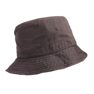 Imagem de Chapéu de pescador panamá feminino de algodão sólido plus size com cabeça grande, café, 2GG, 63-64 cm