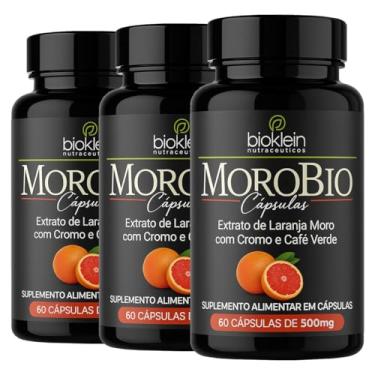 Imagem de Kit 3 Morobio 500mg 60 Cápsulas Extrato de Laranja Moro com Picolinato de Cromo e Café Verde, Bioklein