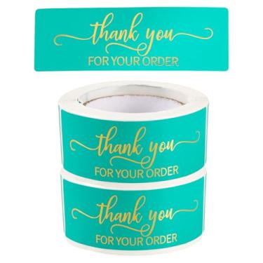 Imagem de 240 peças de etiquetas adesivas autoadesivas, 2 rolos de etiquetas retangulares de papel para pequenas empresas, embalagem de sacos, envelopes, selos, bolhas, água-marinha média