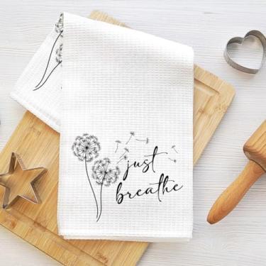 Imagem de Toalhas de cozinha minimalistas com padrão de dente-de-leão, toalha de chá decorativa de microfibra absorvente, toalhas de mão de waffle para cozinha, casa, banheiro, presentes florais para amantes