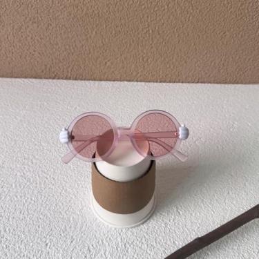 Imagem de Pacote com 1 óculos de sol redondos para crianças, jovens com moldura em forma de palma, pingentes de margarida ao ar livre para festas na praia, Rosa transparente