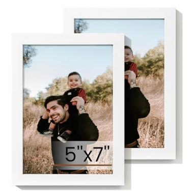 Imagem de Heimlove Conjunto de 2 porta-retratos 12,7 x 17,8 cm, molduras brancas de 12,7 x 18 cm, porta-retratos 12,7 x 17,8 cm, colagem de galeria de parede ou suporte de parede, moldura de pôster para