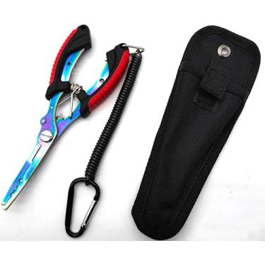 Imagem de Tgpiao Alicate de pesca multifuncional, garra - anzóis, cortadores e bainha de aço inoxidável 、 Cordão incluído 1 pacote (vermelho)