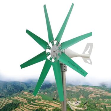 Imagem de HUIZHITENGDA Gerador de Turbina Eólica de Eixo Vertical 10000W 12V/24V, 8 Pás, Arranque a 2M/S, Velocidade Nominal de 13M/S para Sistema Eólico Solar Residencial ou para Barcos,12v