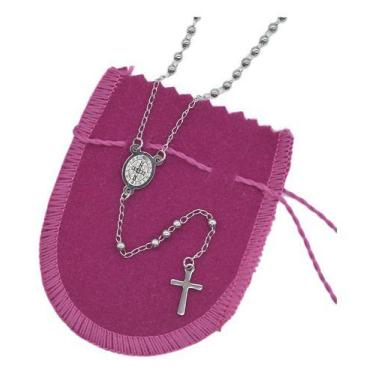 Imagem de Colar Cordão Terço Aço Inox Prata 50cm - Papillon Semi Jóias, Prateado