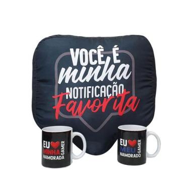 Imagem de Kit Casal Gamer Caneca Dupla e Almofada Presente Namorados - Sude